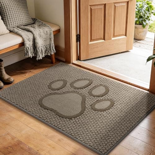 Bald Eagle Grip Dog Paw Doormats 24''x36'' for Dirty Paws, Washable Entryway Floor Rugs Dirt Trapper with TPR Backing, Absorbent Low Profile Doormat for Front Door, Hallway, Entryways, Brown