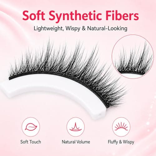 JoMay Self Adhesive Eyelashes No Lash Glue Needed Reusable Up to 5x Natural Strip Lashes 3D Super Fluffy False Eyelashes Easy to Apply & Remove Full Bouncy Volume & Curl 3 Pairs(Dream Girl) - Thumbnail 6