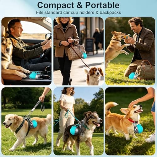 2 in 1 Dog Water Bottle with Bowl, 10oz Stainless Steel Travel Pet Water Dispenser, No-Spill Leak-Proof Design with Silicone Bowl, Compact Pet Drinking Bowl for Puppies Outdoor (Blue) - Thumbnail 4