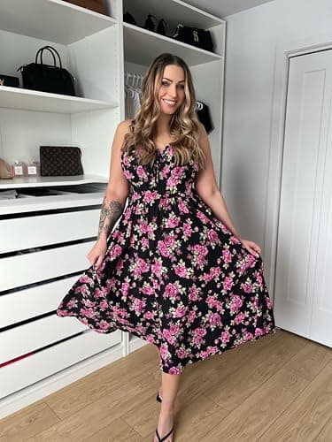 Scarlet Darkness Corset Dress for Women Floral Flowy Summer Dresses Cottagecore Sundress 2026 Vintage Pink Roses S - Thumbnail 4