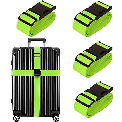 Luggage Straps for Suitcases TSA Approved Travel Belt 4 Pack by Chelmon (Green) - Image 1