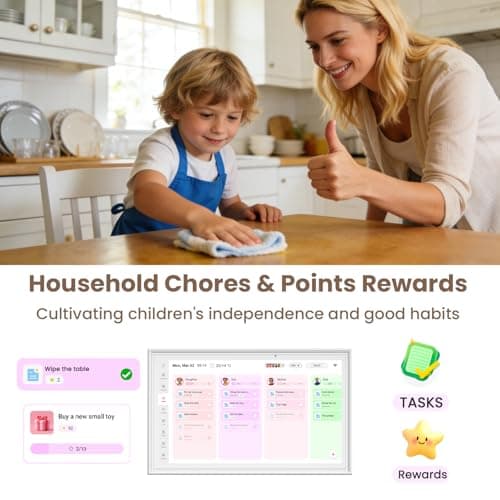 15.6 Inch Digital Calendar Wall Touch Screen, Smart Family Calendar & Chore Chart for Kids, 1080P Full HD Electronic Planner, Digital Picture Frame, Wall & Desk Mountable - Thumbnail 4