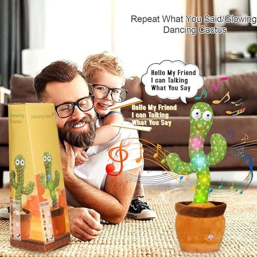 Emoin Talking Cactus Toy, Interactive Toys Dancing Cactus Toy Mimicking Repeating What You Say, Toddler Infant Baby Toys Gifts for 6 7 8 9 10 Month Old Baby Toys for 1 2 3 Year Old Boy Girl - Thumbnail 5