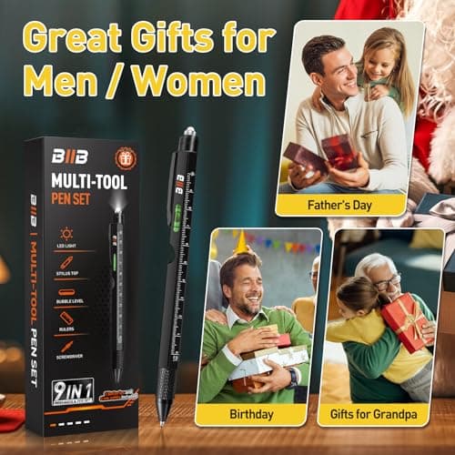 BIIB Fathers Day Gift for Men 9 in 1 Multitool Pen, Mens Gifts for Him Dad Husband, Dad Gifts from Daughter Son, Personalized Gifts Ideas, Birthday Gifts for Men, Tools Cool Gadgets - Thumbnail 2