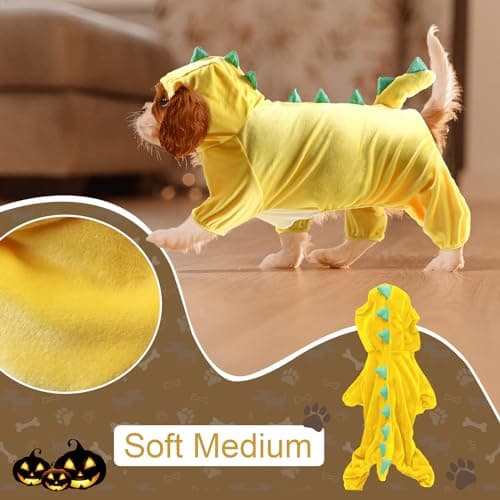 NACOCO Halloween Dog Dinosaur Costume - Pet Clothes Design Hoodie Yellow for Medium & Large Dog(Yellow, L) - Thumbnail 4