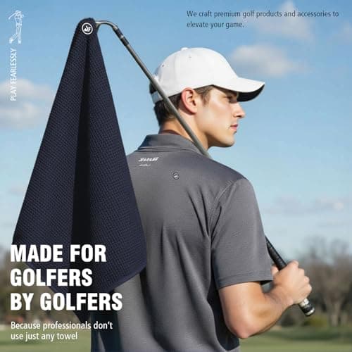 Dragon tiger Magnetic Golf Towel – 23.6"x15.7" Microfiber Waffle Weave with Magnet & Carabiner, Ultra Absorbent for Clubs, Bags & Carts (Grey) - Thumbnail 4