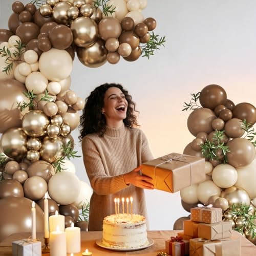 Brown Balloon Arch Kit, 124Pcs Brown Nude Beige Gold Balloons for Bear Baby Shower Coffee Themed Birthday Party Wedding Bridal Shower Engagement Party Decorations - Thumbnail 5