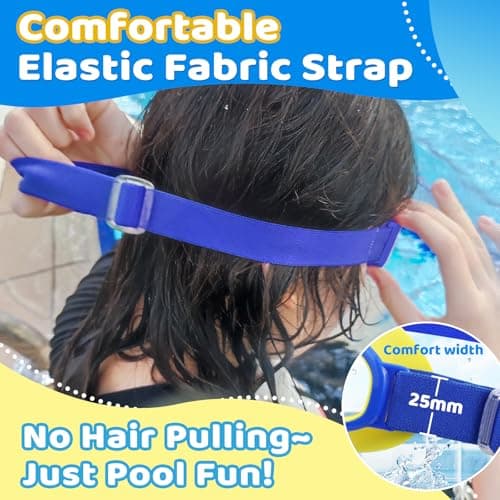 2 Pack Kids Swim Goggles for 3-14, Fabric Strap Wide View Anti Fog& UV - Thumbnail 4