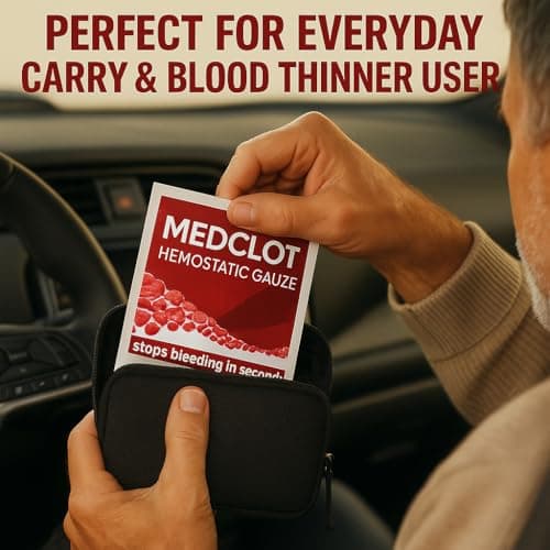 MEDCLOT Hemostatic Gauze – Stops Bleeding Fast - Blood Clotting Bandage with Kaolin - Bleed Stop for Wounds & Emergencies - Sterile Compressed Dressing, 2ft Roll, Expires 2029 - Thumbnail 3