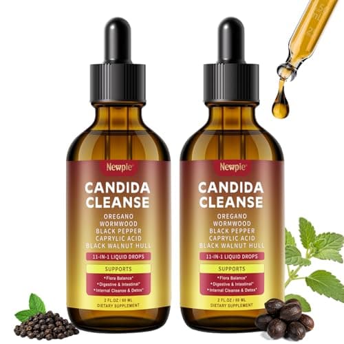 Montorchid Candida Cleanse & Parasite Cleanse Detox | Black Pepper-Boosted Triple-Targeting Formula with Caprylic Acid, Oregano, Black Walnut | Gut Health, Immune Support 2 Fl Oz (Pack of 2)