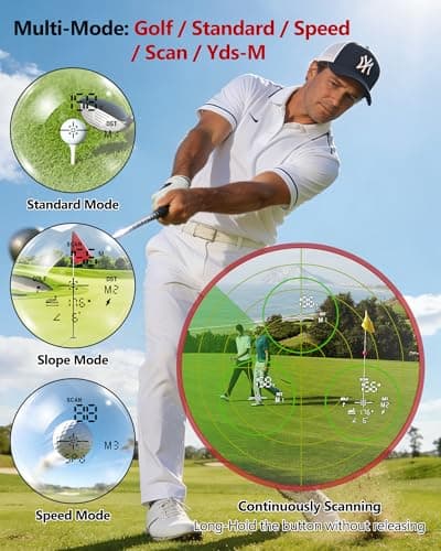 Leexox Golf Rangefinder with Slope Switch, Rechargeable Range Finder with Flag Lock Vibration, 7X Magnification Golf Rangefinder 1200 Yards, Portable with Magnetic Stripe – Tournament Legal, White - Thumbnail 5