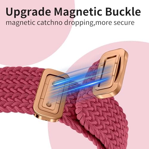 Chinber Braided Band Compatible with Apple Watch Bands 40mm 38mm 41mm 42mm 44mm 45mm 46mm 49mm,Magnetic Soft Nylon Stretchy Strap with Designer Bling Crown Strap for Series 10/9/8/7/6/5/4/3/2/SE/Ultra - Thumbnail 4