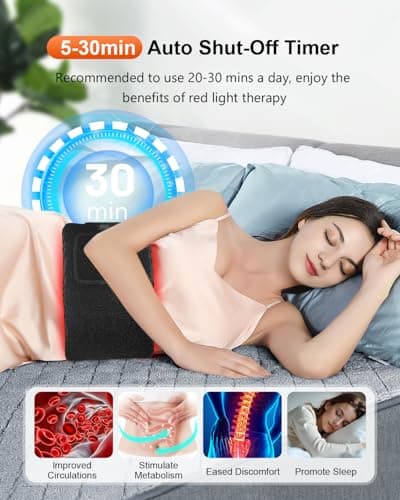 Red Light Therapy for Body, Infrared Red Light Therapy Pad with 660nm Redlight & 850nm Infrared Light Therapy Belt for Back Neck Shoulder - Thumbnail 3