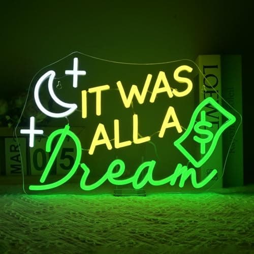 VVYXX It Was All a Dream Neon Sign Wall Decor Neon Light Bedroom Wall Decor Suitable for Classroom Book Party Library Decoration Reading Room Bookish Decor Gift - Image 1