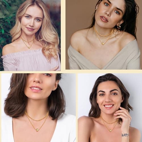 KISSKIKO Layered Choker Necklace for Women | Stainless Steel 18K Gold Plated Colorfast Chain | Collarbone Chain Necklace for Women to Bring Good Luck - Thumbnail 5