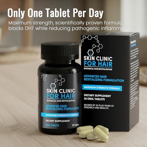 Healthy Hair Made Simple – Clinically-Proven Once Daily Hair Loss Support Tablet – Propriety Botanical Blend - Safe & Natural Supplement for Men & Women - By Skin Clinic for Hair - USA Made - Thumbnail 3