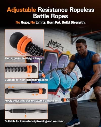 VividPulse 2PCS Weighted Ropeless Battle Ropes for Home Gym - Portable & Quiet Training Rope for HIIT, Strength & Low-Impact Cardio - Full Body Workout Equipment for Men & Women - Thumbnail 2
