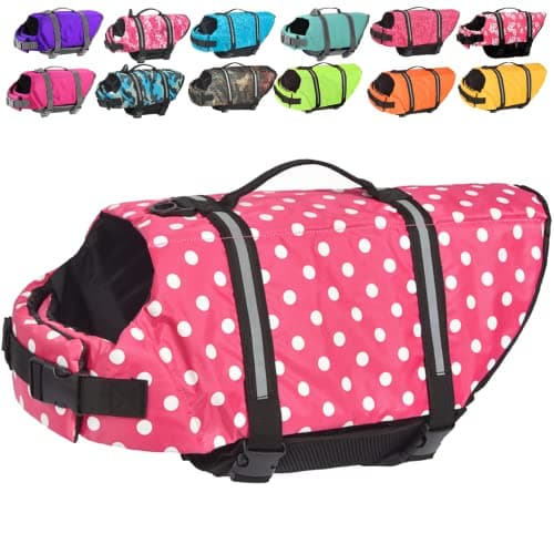 Doglay Dog Life Jacket, Dog Life Vest for Swimming Boating, Adjustable Puppy Life Jacket with Reflective Stripes, Superior Buoyancy Dog Swimming Vest for Small Medium and Large Dogs