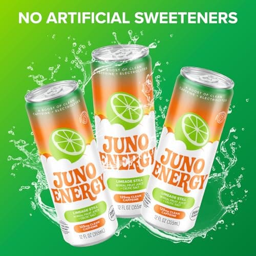 JUNO ENERGY Limeade Still Energy Drink - Sugar Free, 125mg Organic Caffeine from Green Coffee Beans, Hydrating with Stevia, Organic Lime Juice - Vegan, Gluten Free, 12 Pack - Thumbnail 6
