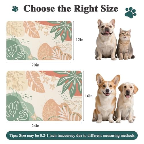 Topotdor Boho Dog Food Mat - Absorbent Quick-Dry Cat Bowl Mat for Food and Water, Non-Slip Pet Feeding Placemat for Messy Drinkers Dog Accessories Pet Supplies, 12"x20", Red - Thumbnail 6