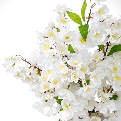4 Pcs Artificial Cherry Blossom Branches, 27.6" Tall Artificial Silk Flowers Long Stem for Tall Vase, Realistic Fake Cherry Blossom Spring Decorations for Home Office Wedding Table Centerpiece Decor - Thumbnail 3