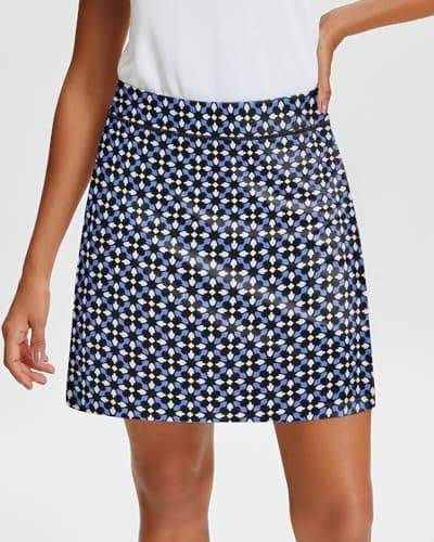 Stelle Women's Athletic Skorts 17" Golf Skirts Inner Shorts Tennis Skort with 2 Pockets Running Sports Pickleball Skirt(Geo Tiles Print,S) - Thumbnail 2