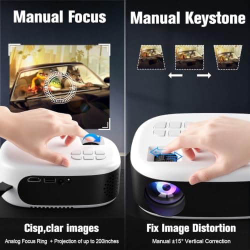 Mini Projector, Portable Projector for iPhone [1080P Full HD Support], 260ASIN Portable Movie Projector with Stable Tripod, 200" Display Home Theater for Bedroom, Outdoor Movie Night, TV Stick/HDMI - Thumbnail 4