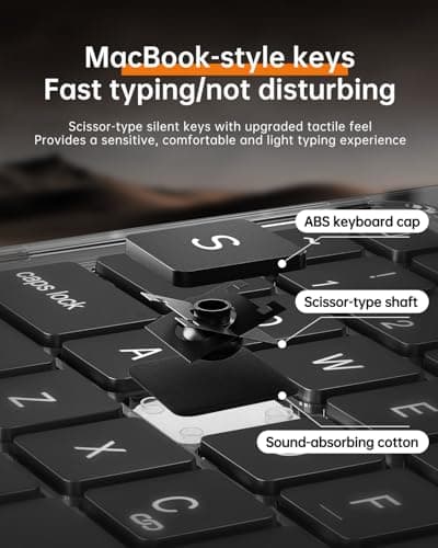 Clear Keyboard Case for iPad Air 13 Inch (M4/M3/M2, 2026/2025/2024) & iPad Pro 12.9 Inch (6th/5th/4th/3rd Gen), 7-Color Backlit Keyboard with Touchpad, 360° Rotating Stand, Pencil Holder, Black - Thumbnail 5
