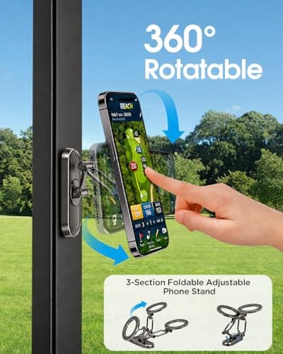 Atofoi Magnetic Golf Cart Phone Holder with 3-Fold Adjustable Arm & 360° Rotation, Compatible with MagSafe Devices, Phone Mount for Compatible iPhone & Android Smartphones, Golf Accessory Gift - Thumbnail 2