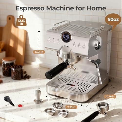 Havato Espresso Machine with Milk Frother,20 Bar Semi-Automatic Expresso Coffee Machine for Home,50oz Removable Tank,Hot & Cold Brew,Single & Double Shot Latte Machine - Thumbnail 2