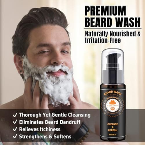 XIKEZAN Beard Kit for Men Grooming & Care w/Beard Conditioner, Wash, Oil, Balm, Brush, Comb,Birthday Fathers Valentines Gifts for Men Him Dad Husband Boyfriend Mens Christmas Stocking Stuffers - Thumbnail 3