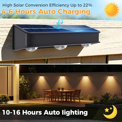 sununiny Solar Fence Lights 3-Lens Wall Lights Outdoor Waterproof 3-Colors Solar Garden Lights Color Changing Solar Powered Lights for Outside Backyard,Pathway,Yard,Garden 4Pack - Thumbnail 3