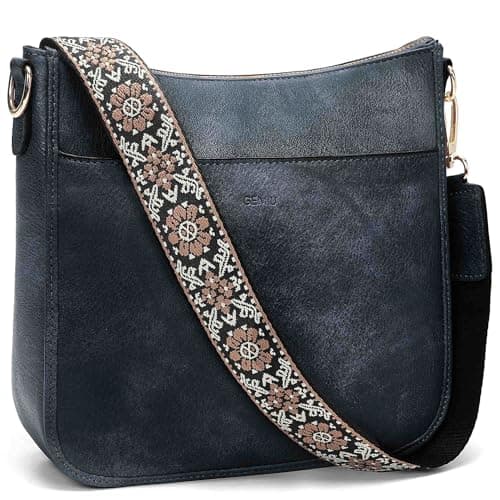 GEMIU Medium Crossbody Purse for Women Crossbody Bags Leather Shoulder Bags with Guitar Strap Blue - Image 1