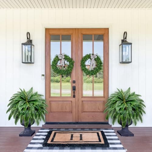 LuceAlberi Artificial Boston Fern Bush - Set of 2 45Inch Fake Ferns with 55 Fronds, Large Hanging Faux Plants Decor, UV Resistant Faux Fern Vines Silk Greenery for Outdoor Indoor, Porch, Farms, Patio - Thumbnail 2