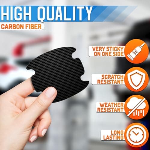 PIKTIME 8Pcs Car Door Handle Protector - Stickers Door Handle Cover Carbon Fiber Vinyl Wrap Black Car Protector - Sticker Pack Protection Film for Cars - Thumbnail 3