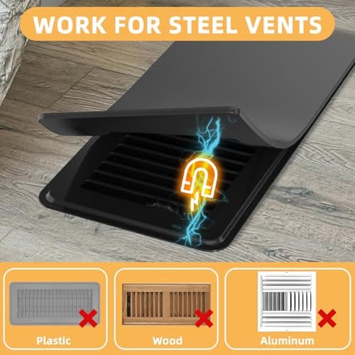 Magnetic Vent Covers (3-Pack) for Complete Sealing, 5.5" X 12" for Home Floor, Wall, and Ceiling Vents – Upgraded Thickness for RV, HVAC, and AC Vents, Energy Savings, Floor Vent Not Included - Thumbnail 5