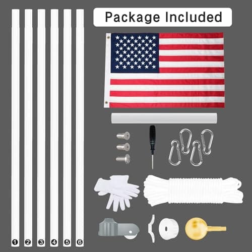 NELXINJO Heavy Duty 25FT Flag Pole -13 Gauge Extra Thick Aluminum Flagpole kit for House Yard - 80 MPH Wind Tested. - Thumbnail 5