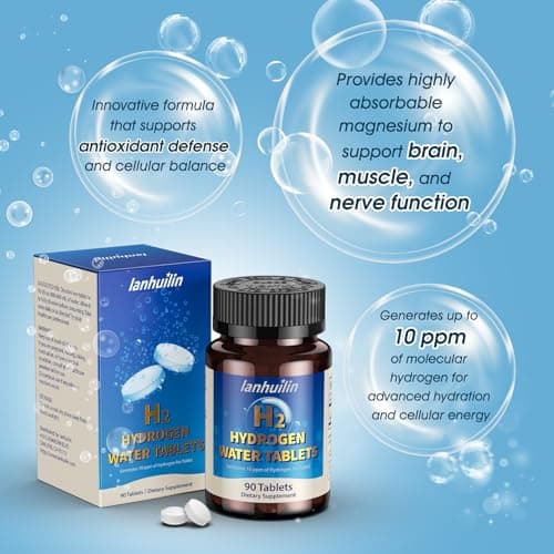 Hydrogen Water Tablets with 150MG Magnesium, 10 PPM H2 Hydrogen Tablets for Drinking Water, Rich in Antioxidants, Supports Cellular Health, Recovery, Immune & Brain Cognitive Function (90 Servings) - Thumbnail 6