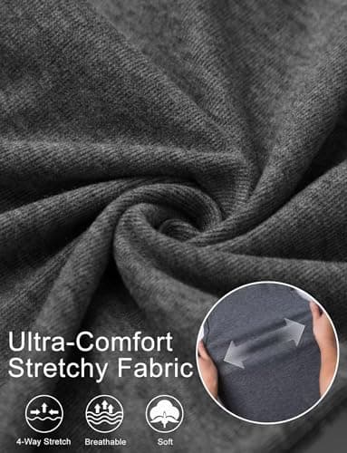 Arolina Fall Pants for Women Soft Lounge Sweat Pants Elastic Waist Mid-Weight Trousers Plus Size Wid Leg Pants with Pockets Dark Gray - Thumbnail 5