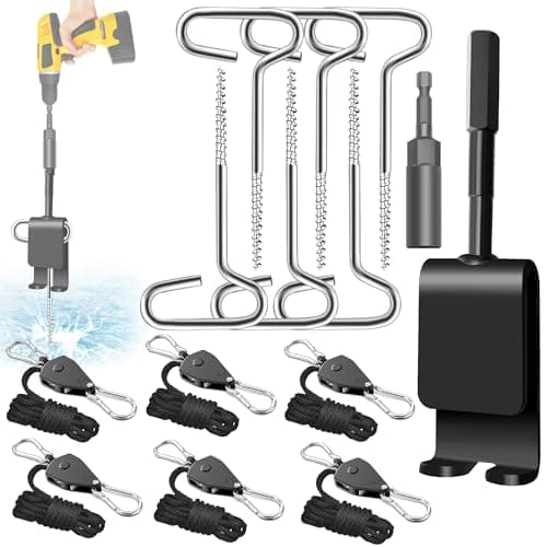 14pcs Ice Anchor Tool Kit, Universal Ice Fishing Anchor Tool with Ice Anchor Drill Adapter, 6Pcs Heavy Duty Tent Stakes, 6Pcs Rope Hanger, 1/4" Adapter Head for Setting Up Ice Fishing Shelter Tent - Image 1