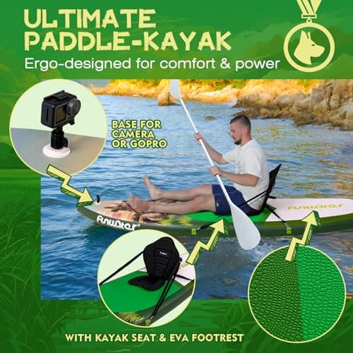 FunWater Stand Up Paddle Board Ultra-Light Inflatable Paddleboard with SUP Accessories for Adults & Youth of All Skill Levels (Green Dog) - Thumbnail 5