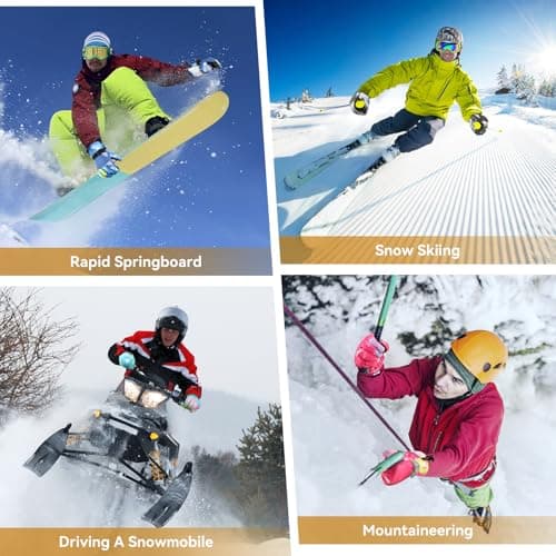 Pnosnesy Ski Gloves,Winter Snow Waterproof Gloves Touchscreen Skiing & Snowboarding Cold Weather Glovess,Fits Both Men & Women,for ParentChild Kids with Wrist Strap - Thumbnail 5