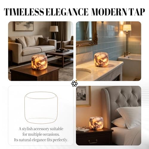Marmor Marble Lamp Table Lamp Unique Stone lamp Type-C 3 Way Bedside Lamps Ambient Lighting for Bedroom Night Stands Small Night Light Decorative LED Warm Ambient Portable Lamps for Rechargeable - Thumbnail 5