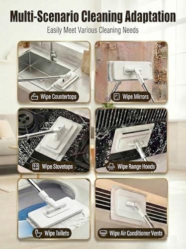 Snap Grip Mini Mop, Hands-Free Cloth Changing with 360° Rotating Head, Zero-Touch Portable Wall Mop for Floor, Tile and Mirror, Universal Pad Compatibility for Any Cloth+ Magic Cleaning Cloth*10 - Thumbnail 3