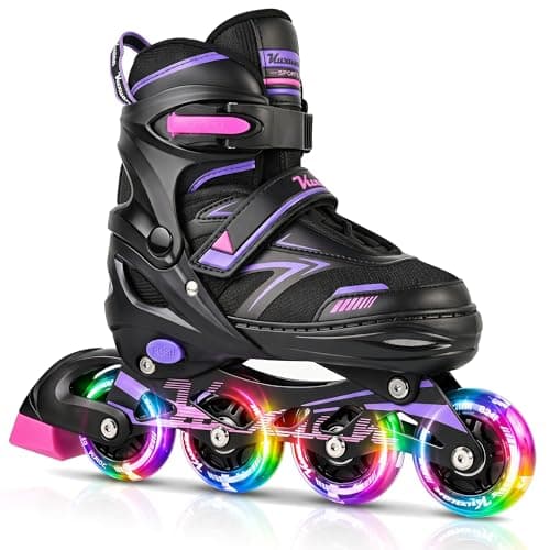 Kuxuan Adjustable Illuminating Inline Skates for Kids Ages 5-8 8-12, Fun Beginner Roller Skates Blades with Full Light Up Wheels, Outdoor Skates for Boys Girls Youth Adult - Image 1