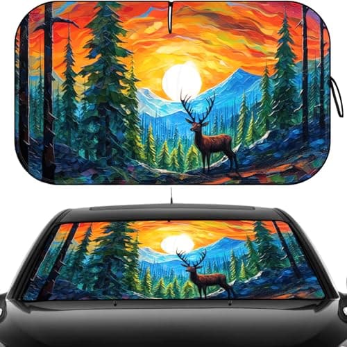 Windshield Sun Shade - Windshield Sun Shade Foldable, Car Sun Shade Windshield Keeps Interior Cool, Foldable Sunshade for Car Windshield with Storage Bag for Cars, SUVs, 55'' x 32'' - Image 1