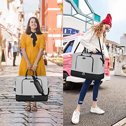 Travel Weekender Bags for Women, Overnight Bag with Shoe Compartment, Oversized Travel Duffel Bag Carry On Tote with Trolley Sleeve 21" for Weekend Travel Business Trip - Thumbnail 2