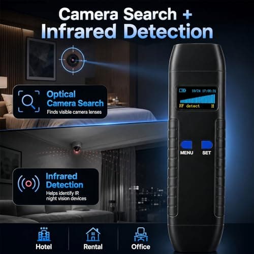 Hidden Camera Detector, RF Signal Scanner & Anti Spy Device, GPS Tracker Finder with Magnetic Detection, Infrared Camera Lens Finder, Bug Sweeper for Home Hotel Travel Privacy Protection - Thumbnail 4