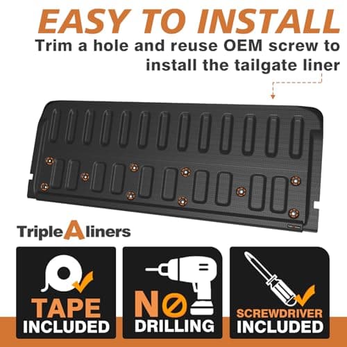 TripleAliners Truck Mat Compatible with 2019-2023 Ford Ranger Accessories, Tailgate Mat Custom Fit All Weather Protection Pickup Liner - Thumbnail 3
