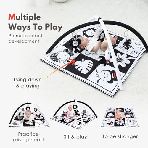 Lovvie & Joy Baby Play Activity Gym Tummy Time Mat for Infant,Baby Gyms & Playmats for Babies 0 to 3 6 9 12 Months with 5 Toys for Early Sensory Exploration and Motor Skill Development - Thumbnail 4